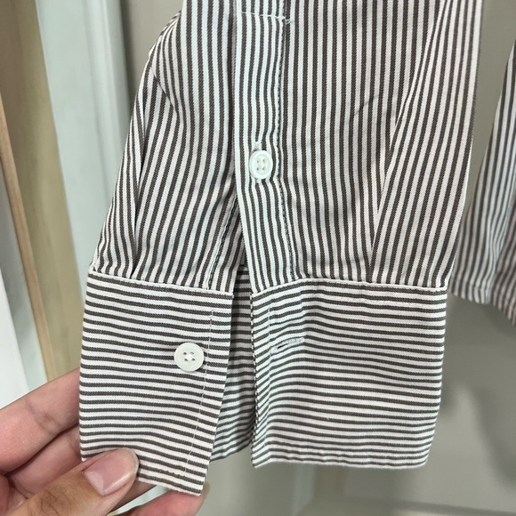 Talbots Ruffled Striped Button Down Blouse - Picture 4 of 4